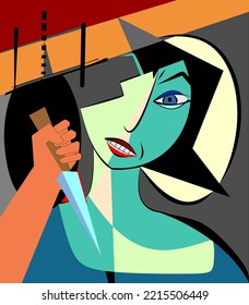 Colorful background, cubism art style,abstract impulse of violence