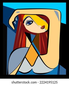 Colorful background, cubism art style,abstract portrait