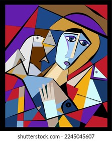 Colorful background, cubism art style,abstract portrait