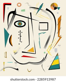 Colorful background, cubism art style,abstract face