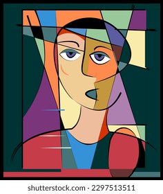 Colorful background, cubism art style,abstract portrait