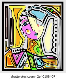 Colorful background, cubism art style,abstract portrait