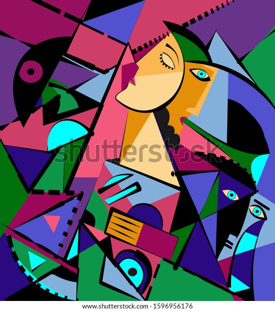 Colorful Background Cubism Art Styleabstract Portraitplay Stock Vector ...