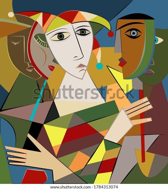 Colorful Background Cubism Art Styleabstract Portrait Stock Vector ...
