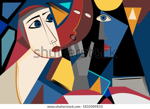 Colorful Background Cubism Art Styleabstract Portrait Stock Vector ...