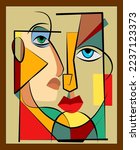 Colorful background, cubism art style,abstracts portraits