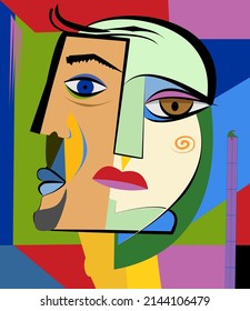 Colorful background, cubism art style,abstracts portraits