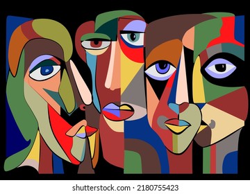 Colorful Background Cubism Art Styleabstracts Faces Stock Vector ...