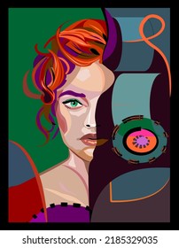 Colorful background, cubism art style,abstracts portraits
