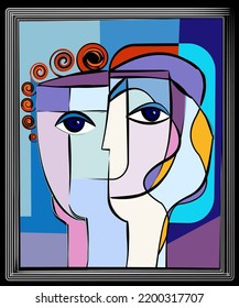 Colorful background, cubism art style,abstracts portraits