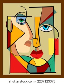 Colorful background, cubism art style,abstracts portraits