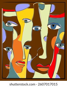 Colorful background, cubism art style,abstracts portraits