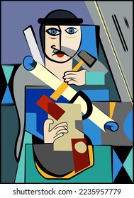 Fondo colorido, estilo de arte cubismo, ingeniero