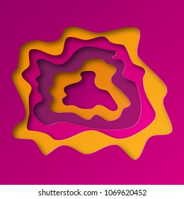 Colorful background from cut 3D paper layers with shadow. Vector illustration. Abstract paper cut texture.