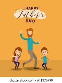 colorful background of dad and sons celebrate dancing on the fathers day vector illustration