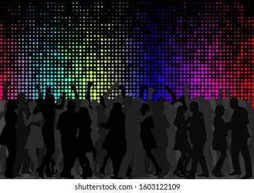 colorful background with dancing crowd