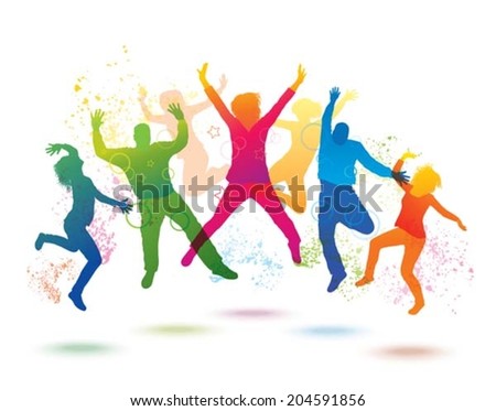 Colorful background with dancing people.