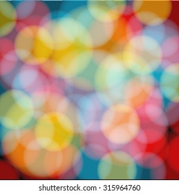 Colorful background with defocused lights. Colorful bokeh background. Vector illustration
