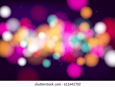 Colorful background with defocused lights. Vector Illustration