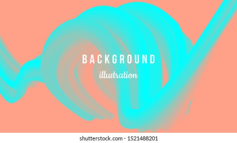 Colorful background design. Abstract illustration in vivid tangerine and aqua colors. Wavy 3d shapes. Eps10 vector.