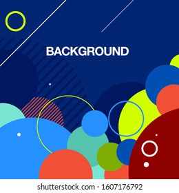 Colorful background design with circle and memphis shape for poster, placard or flyer