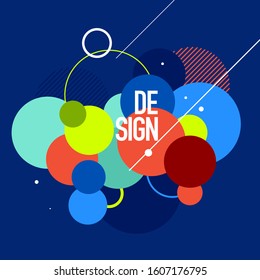 Colorful background design with circle and memphis shape for poster, placard or flyer