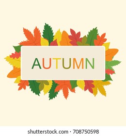 Colorful background for design in a flat style. Texture with a pattern of vector autumn leaves. Greeting, seal, banner, cover, flyer. September October November.