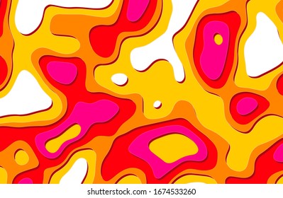 Colorful background for design, paper crop effect, volumetric application with a predominance of orange, red, purple and white.