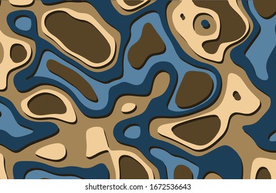 
Colorful background for design, paper cut effect, volumetric applique with prevailing brown, beige and blue.