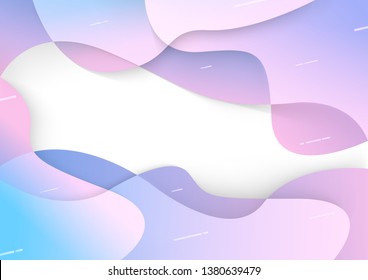 Colorful background design with square white frame. gradient according to the shapes. 3d fluid shapes composition. vector. illustration.