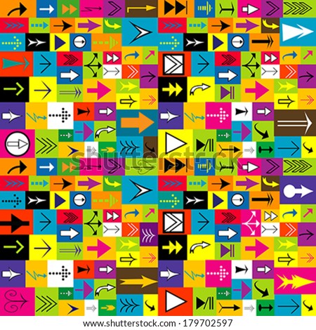 Colorful background with different kinds of arrows