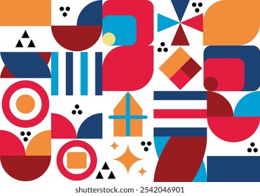 a colorful background with different shapes 