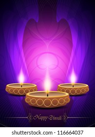 Colorful background for diwali with beautiful lamps.