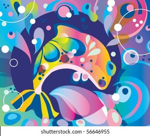 Colorful background with dolphin