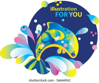 Colorful background with dolphin