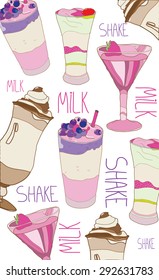  colorful background with drinks-milkshakes on a white background