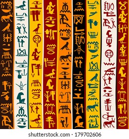 Colorful background with Egyptian hieroglyphs