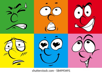 Colorful background with facial expressions illustration