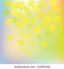 Colorful background with falling maple leaves. 