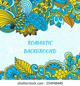 Colorful background with floral pattern. Hand drawn background can be used for cards and invitations.