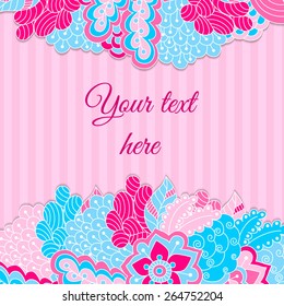 Colorful background with floral pattern. Hand drawn background can be used for cards and invitations.