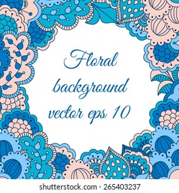 Colorful background with floral pattern. Hand drawn background can be used for cards and invitations.