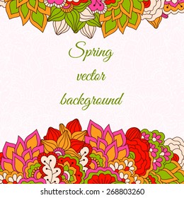 Colorful background with floral pattern. Hand drawn background can be used for cards and invitations.