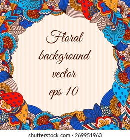 Colorful background with floral pattern. Hand drawn background can be used for cards and invitations.