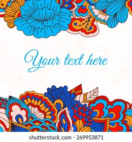 Colorful background with floral pattern. Hand drawn background can be used for cards and invitations.

