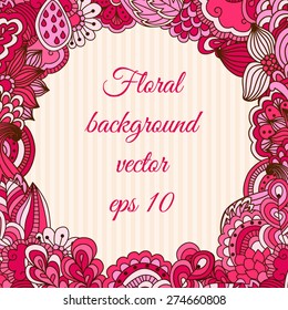Colorful background with floral pattern. Hand drawn background can be used for cards and invitations.