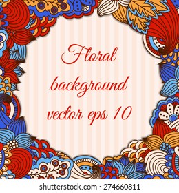 Colorful background with floral pattern. Hand drawn background can be used for cards and invitations.
