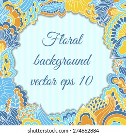 Colorful background with floral pattern. Hand drawn background can be used for cards and invitations.