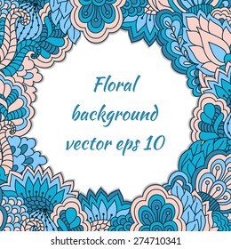 Colorful background with floral pattern. Hand drawn background can be used for cards and invitations.
