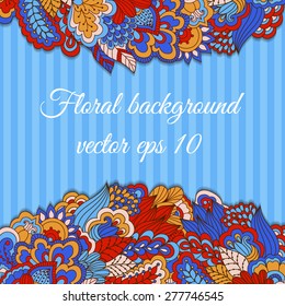 Colorful background with floral pattern. Hand drawn background can be used for cards and invitations.